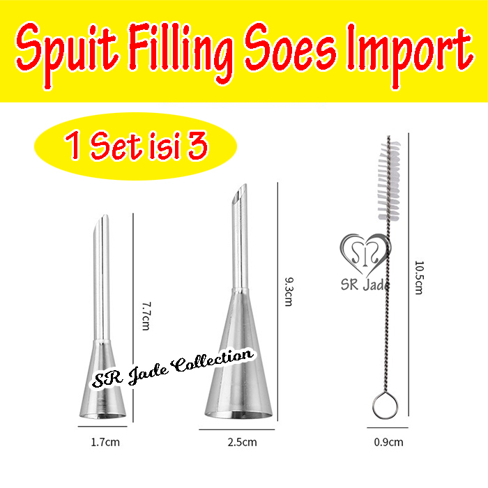 นําเข้า Sus Soes Filling Syringe Set 3 ชิ้น Chocolate Cream Fla Fillings, Jumbo, Large, Small