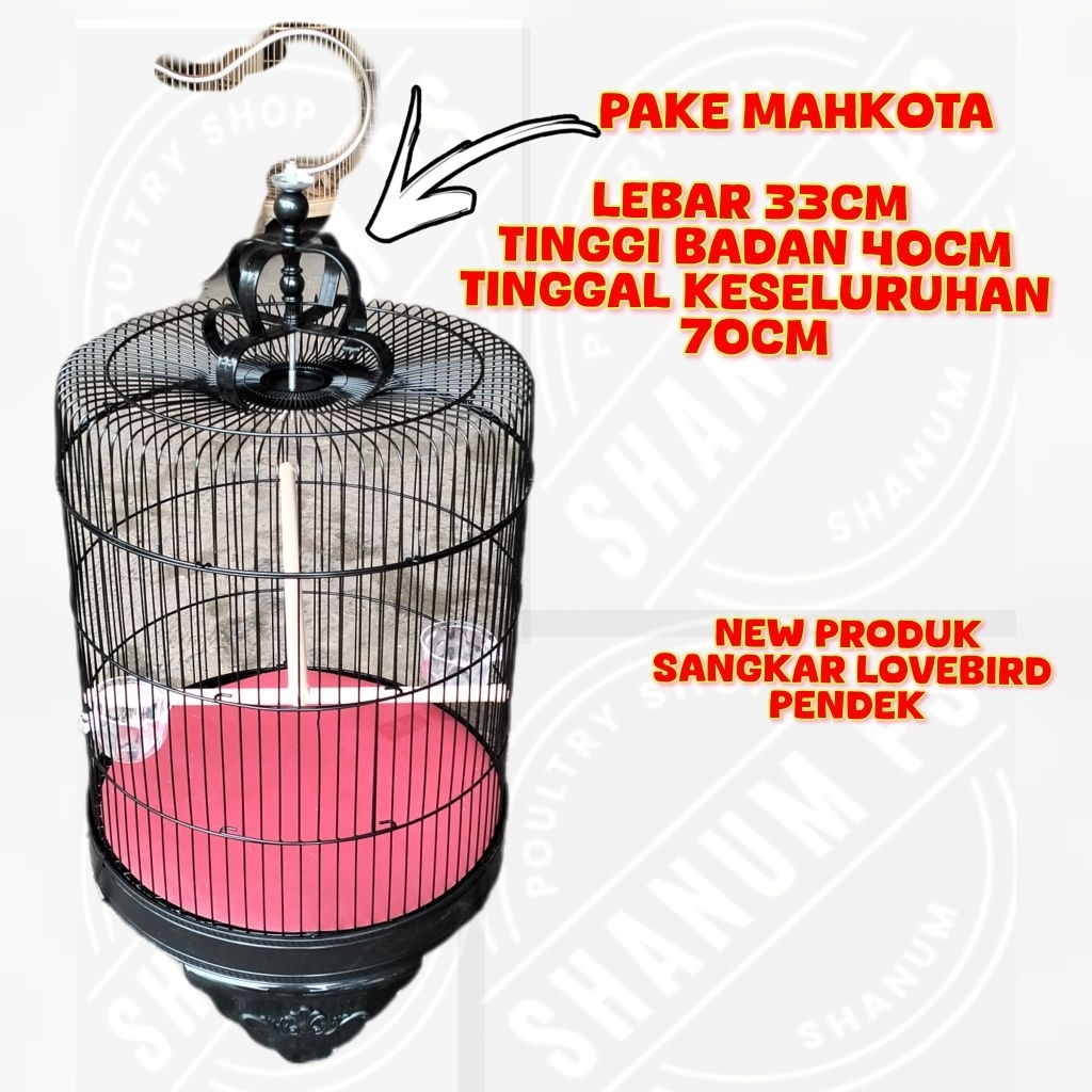 ใหม่ SHORT BLACK CROWN LOVEBIRD CAGE DIAMETER 33CM f1