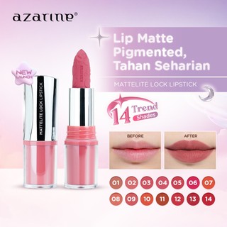 Azarine Mattelite Lock Lipstick 4gr Lipstick Matte with Pigmented Color Lightweight Transferproof Smudgeproof