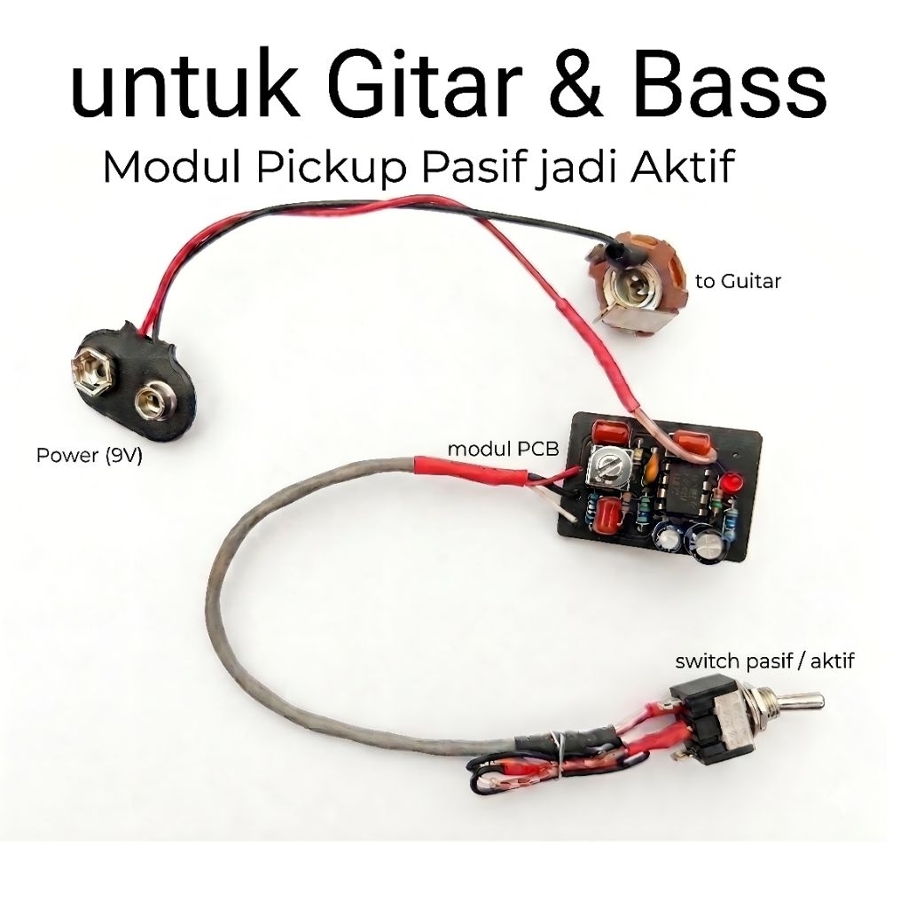 Passive to Active Pickup Preamp Module สําหรับกีตาร์และเบส (9V)