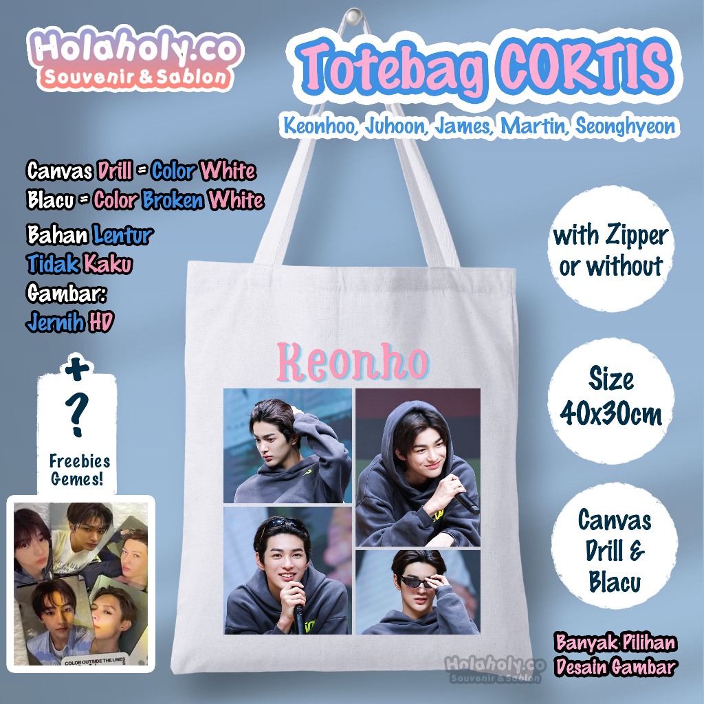 กระเป๋าผ้าใบสีขาวยืดหยุ่น KPOP CORTIS TOTE BAG | กระเป๋าโท้ต KPOP CORTIS [พร้อม] ของขวัญ KPOP | FANK