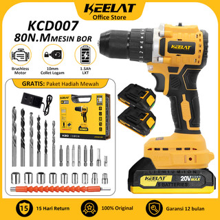 KEELAT Brushless   Bor Baterai Mesin Bor   KCD007  80N.M 10mm Cordless Impact Drill Dapat Mengebor Beton Besi Kayu