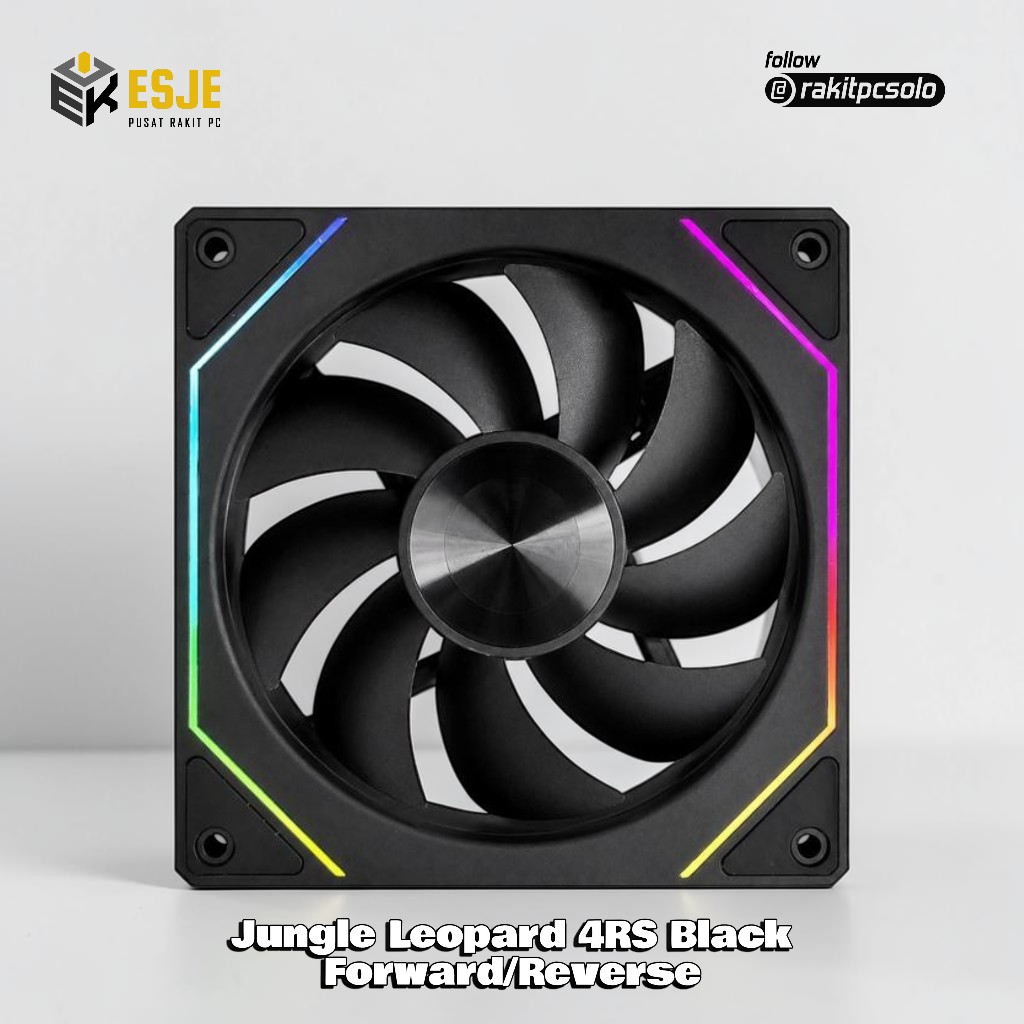 JUNGLE LEOPARD Prism 4RS ARGB Fan สีดํา ส่งต่อ/ย้อนกลับ
