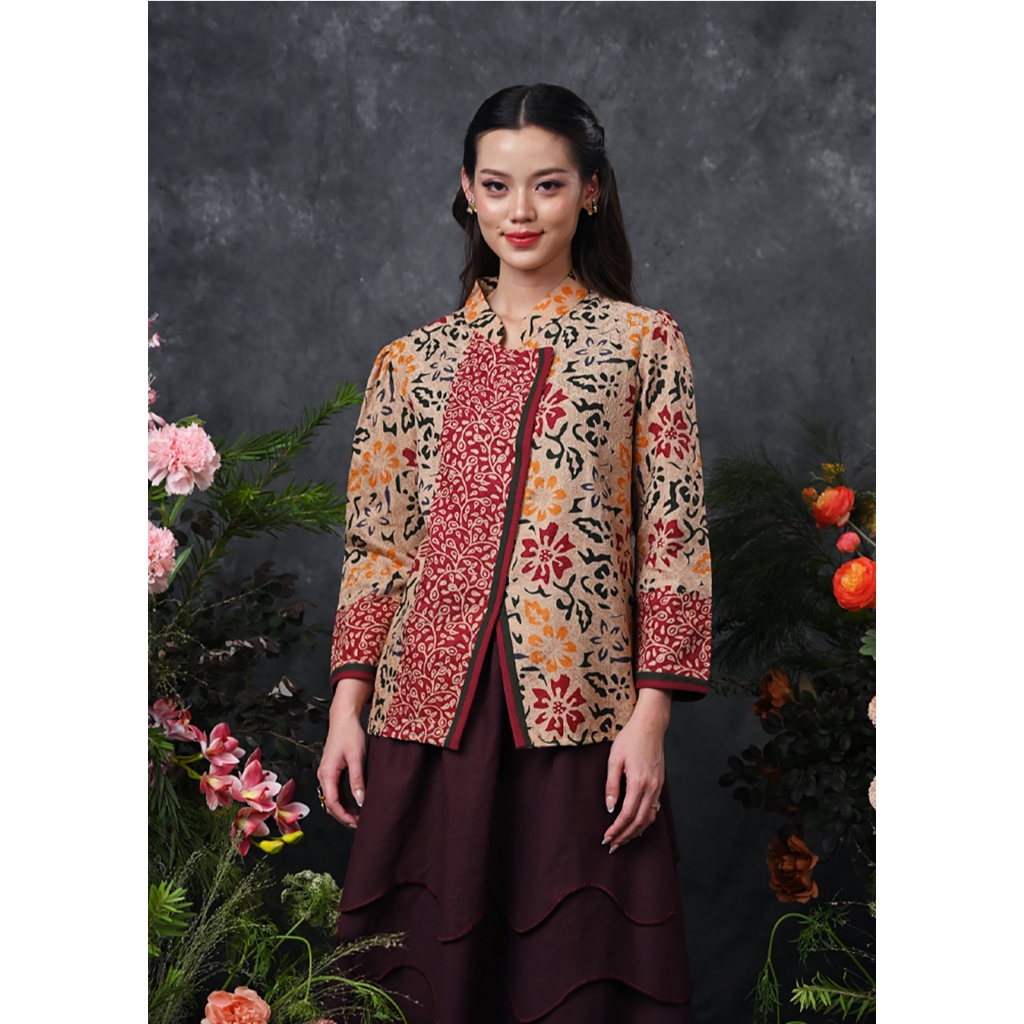 NONA RARA - Takika Dobi T5642 ชุดทํางานเสื้อเบลาส์บาติกสตรีทันสมัย