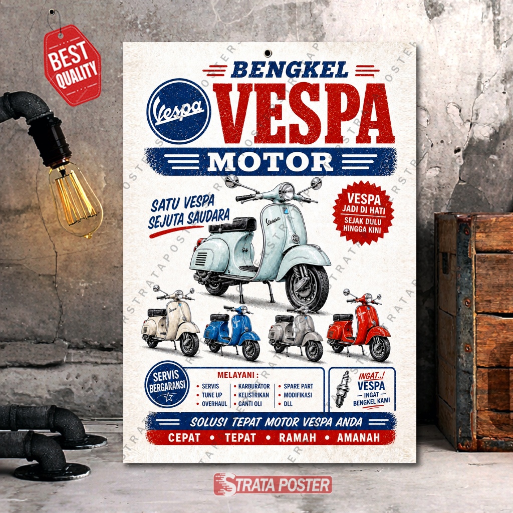 Vespa Wall Decorative Retro Poster Workshop ตกแต่ง