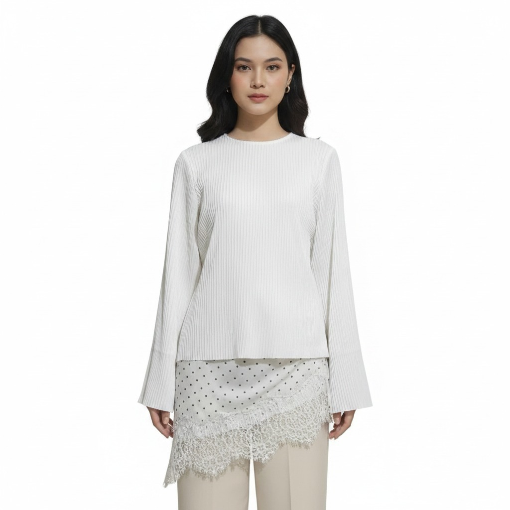 SORA LAYERING LACE SKIRT POLKA SKIRT ลูกไม้วินเทจเกาหลี ASYMMETRIC