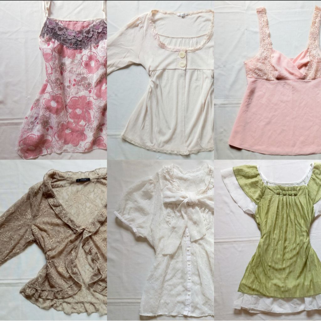 (อัปเดต 5 พ.ค.) รักเหลือ 2 | Coquette Babydoll Milkmaid Mori Kei Cami Tanktop Y2K Vintage Mori Kei S