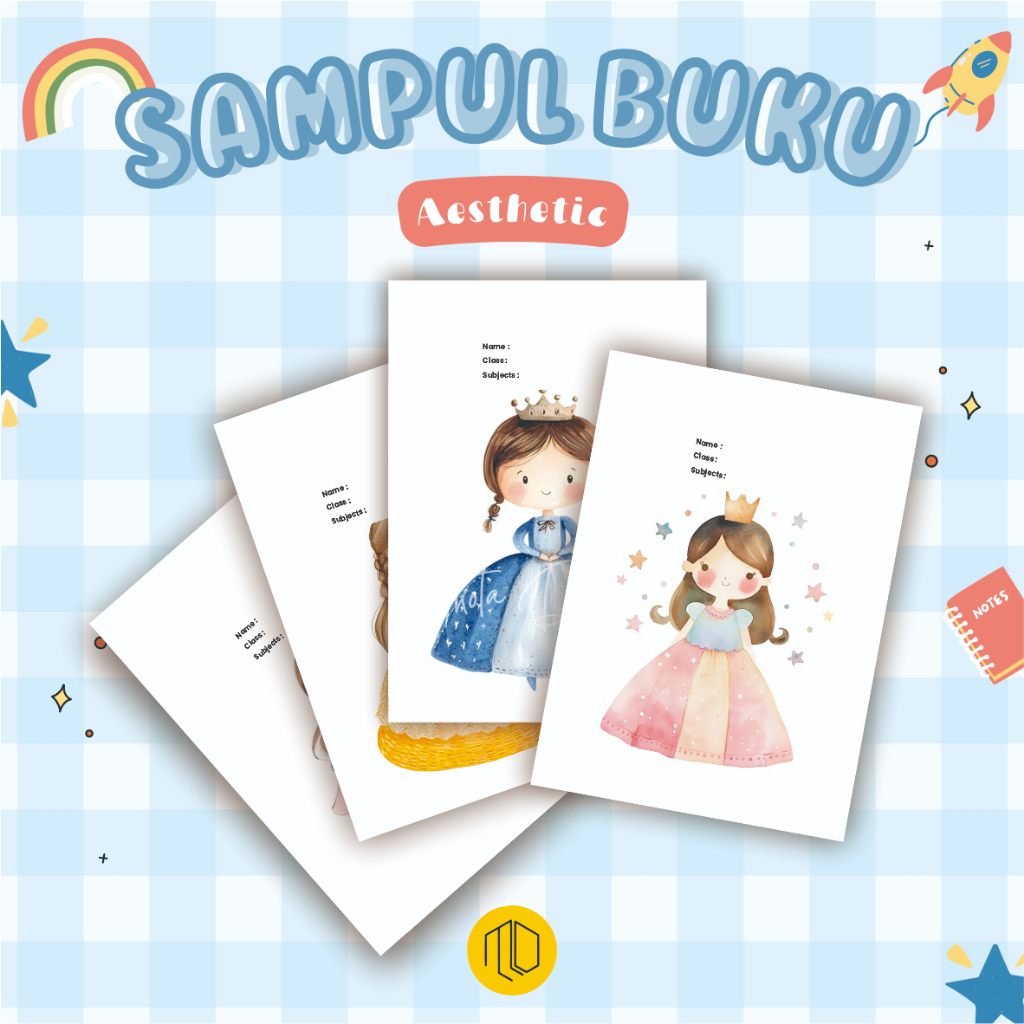 10 ชิ้น Princess Girl Motif Book Cover 1 - A5/B5 Book Cover / Aesthetic Notebook Cover - Korean Book