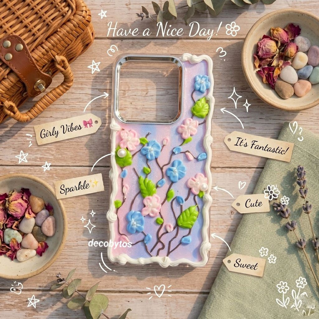 (decobytos) PRE-ORDER Decoden Phone Case Casing Flower Hanging For All Types of HP Handmade Deco Cre