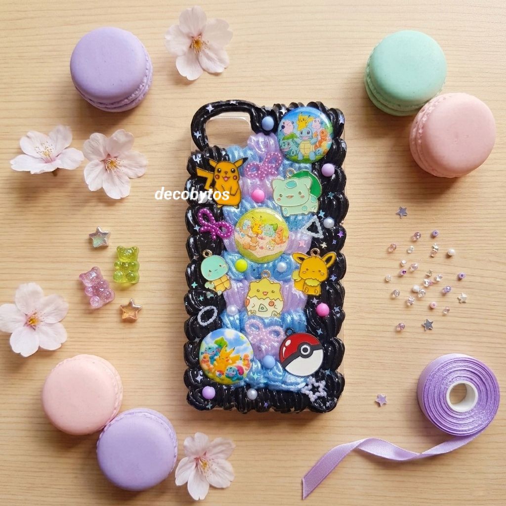 (decobytos) PRE-ORDER Decoden Phone Case Casing Pokemon In The Galaxy สําหรับ HP Handmade Deco Cream