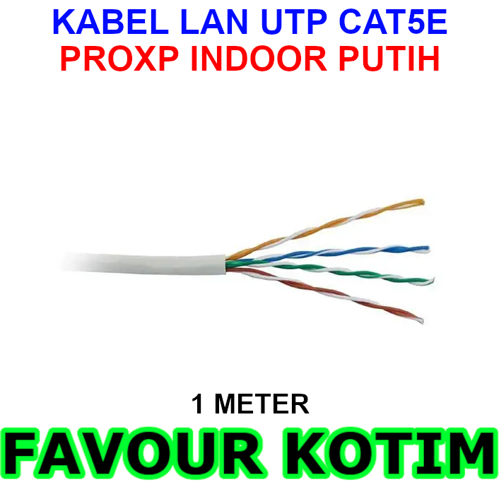 สาย LAN ในร่ม PROXP UTP CAT5E UTP CAT 5E UTP LENGTH 1 M MTR METER สีขาว สี FVKOTIM