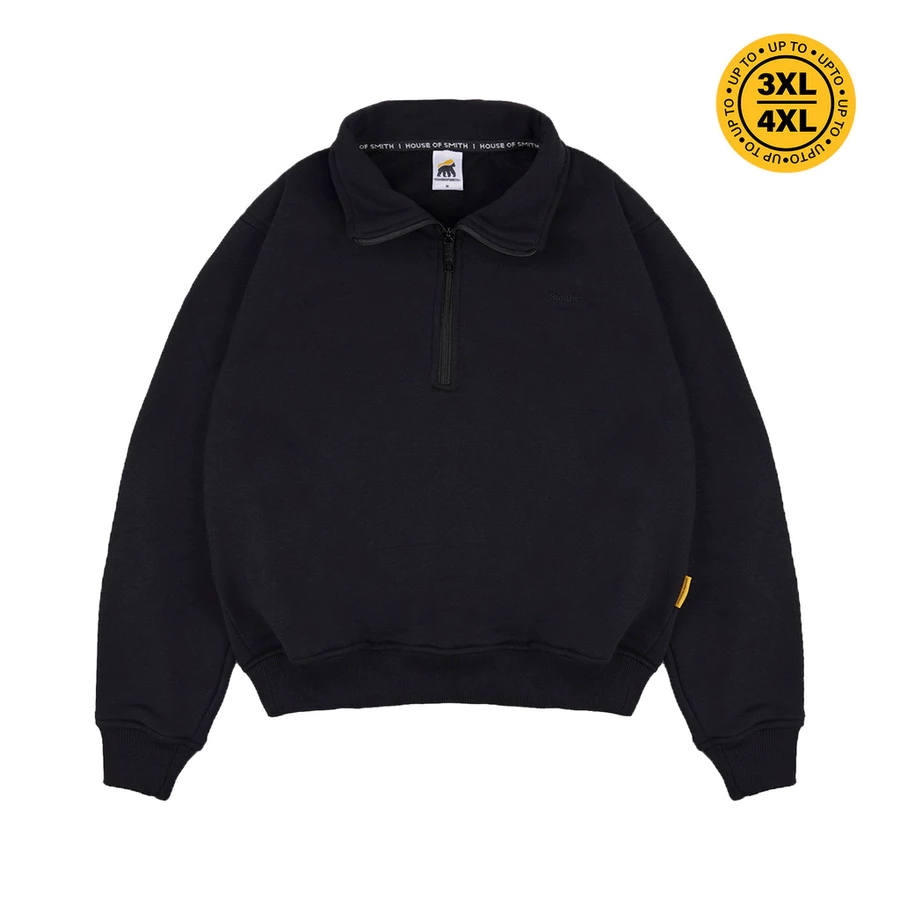 House of Smith TSM Mens Sweater - Hans Quarter Zip Black - Halfzip