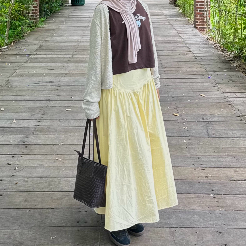 Xluvraa ~ กระโปรงผ้าฝ้ายพรีเมี่ยมซับในคู่กระโปรงผู้หญิง Mayung ธรรมดา