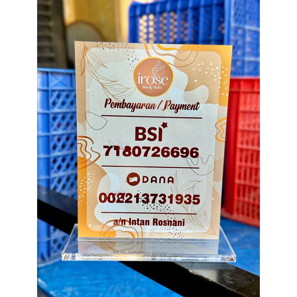 (CAN REQUEST) ACRYLIC BOARD / REKENING TABLE DISPLAY BOARD ขนาด 15x20CM PREMIUM MATERIAL