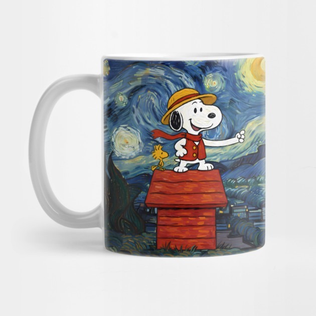 Luffy One Piece Snoopy & Woodstock Pirates - Starry Night 2026 Dog Lover Tea Mug