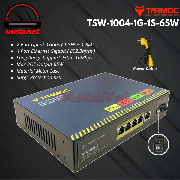 Tarmoc Switch POE HUB กล้องวงจรปิด IPCAMERA 4 PORT GIGABIT 1G + 1 SFP UPLINK