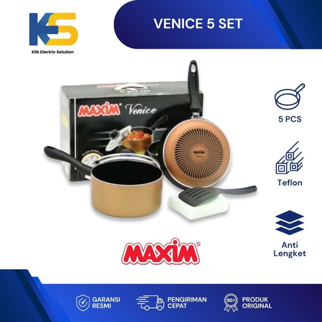 Maxim VENICE 5 SET – Venice 5 ชิ้นชุดกระทะเทฟลอนอุปกรณ์ทําอาหาร