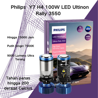 Philips H4 Y7 LED Ultinon Rally 100W Lampu Mobil 2pcs LED ULTINON RALLY 3550 Ultra Brights Garansi satu tahun
