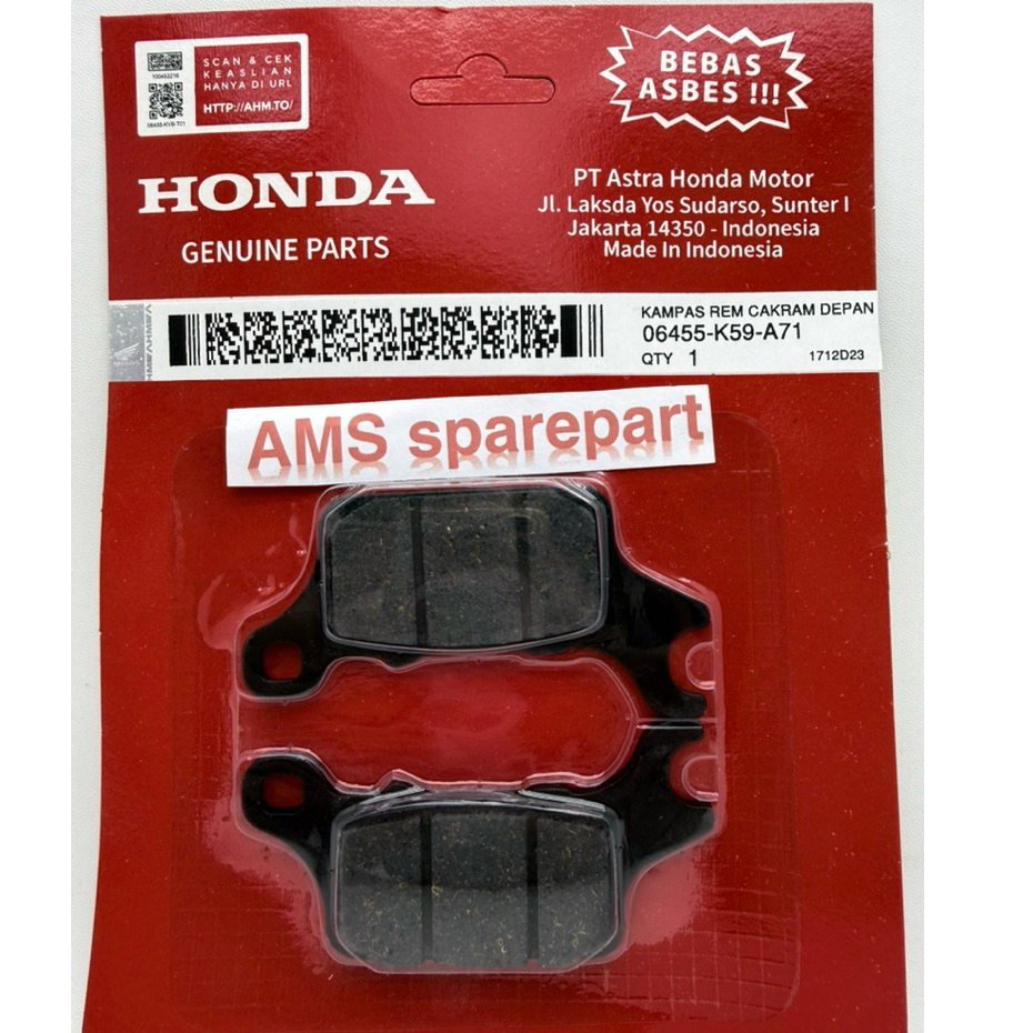 ผ้าเบรกหน้าสําหรับ HONDA VARIO 150 VARIO 125 ESP GENIO 06455-K59-A71
