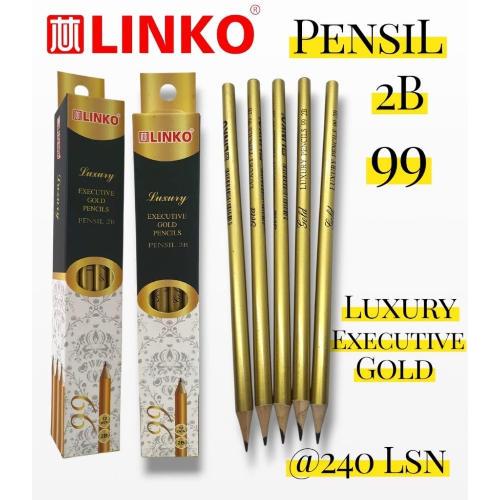 (12ชิ้น) 2B GOLD PENCIL / 2B GOLD LINKO PENCIL