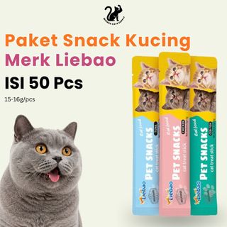 Minara Cats Supply - Snack Kucing Paket 50 pcs Liebao | Varian Tuna, COD Fish & Chicken