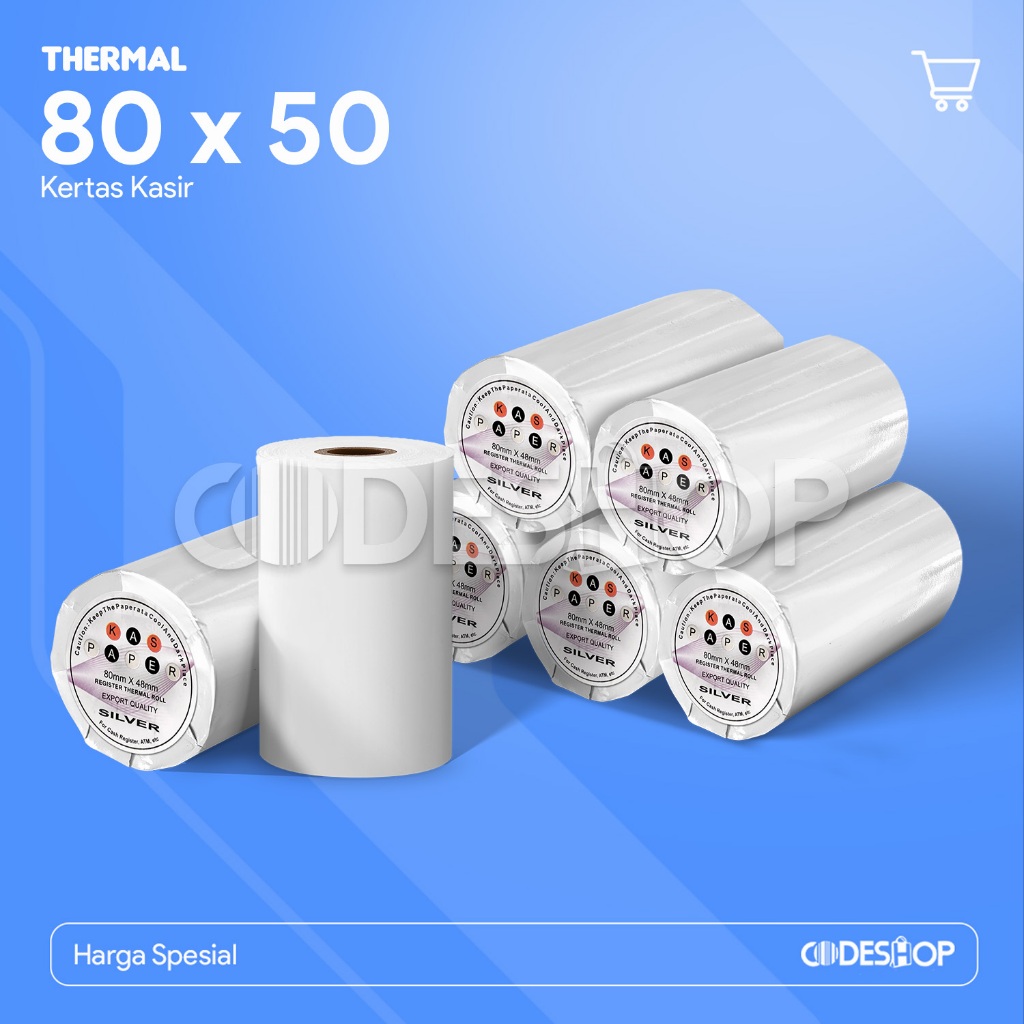 กระดาษลงทะเบียนเงินสดเงิน 80x50 กระดาษความร้อน 80 x 50 มม