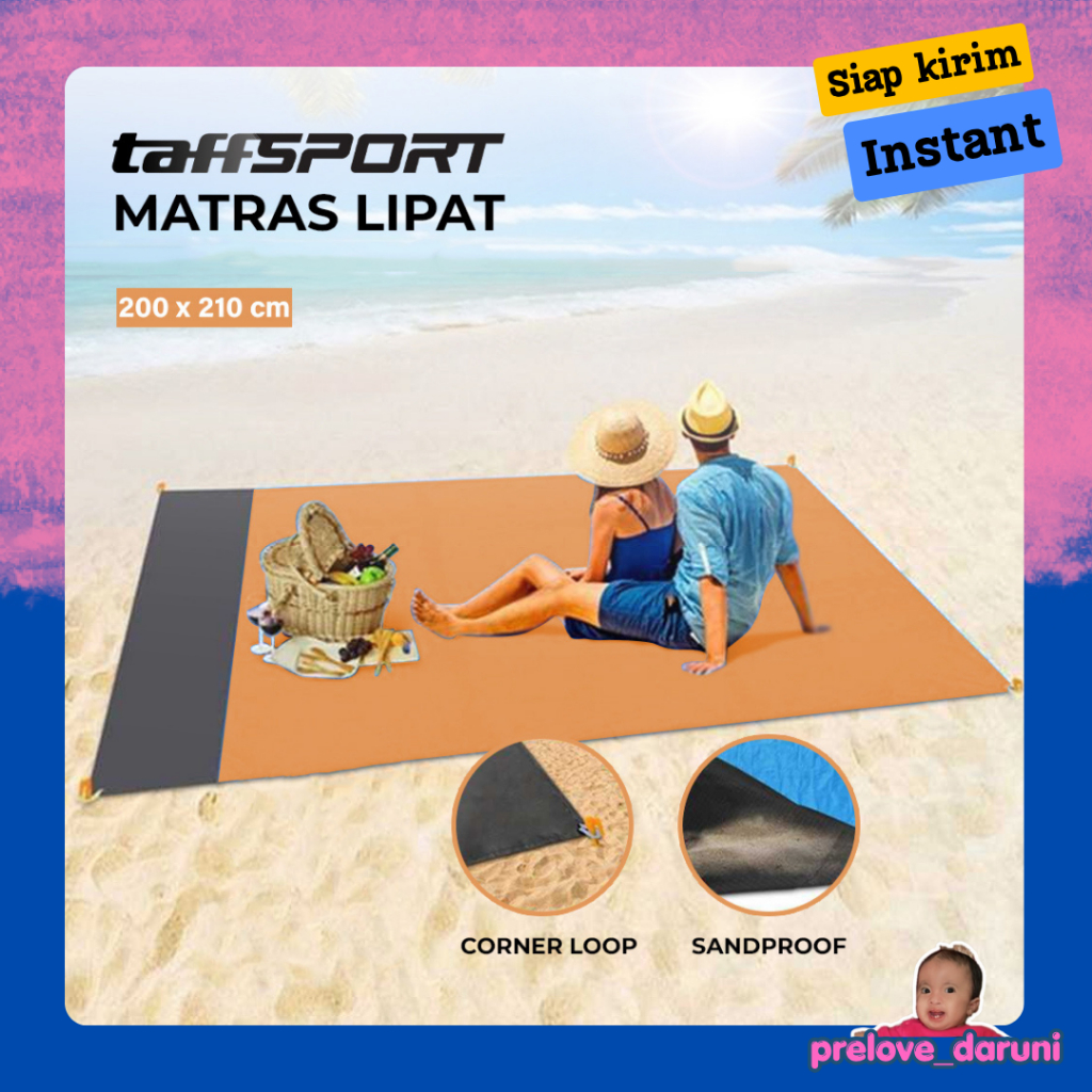 [PD] TaffiSPORT เสื่อพับ เสื่อปิกนิกแคมป์ปิ้ง 200x210cm - FS-008 - สีส้ม