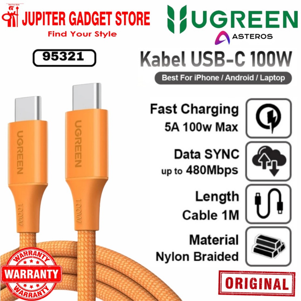 UGREEN 95493 PD Type C ถึง Type C สายชาร์จข้อมูลชาร์จเร็ว 5A 100w