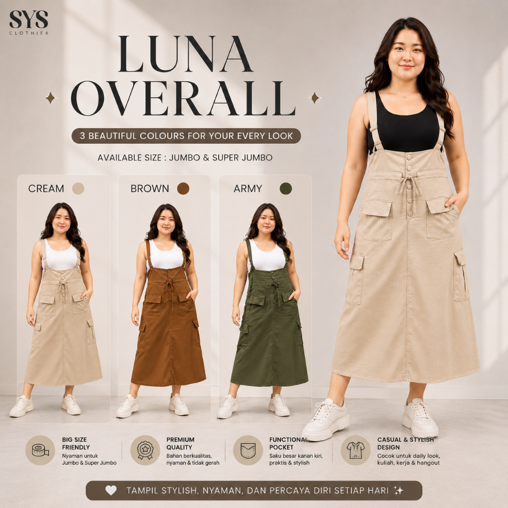 KATUN Sys Clothier Luna Overall Women | เดรสจั๊มสูทผ้าคอตตอนพรีเมี่ยมขนาดจัมโบ้