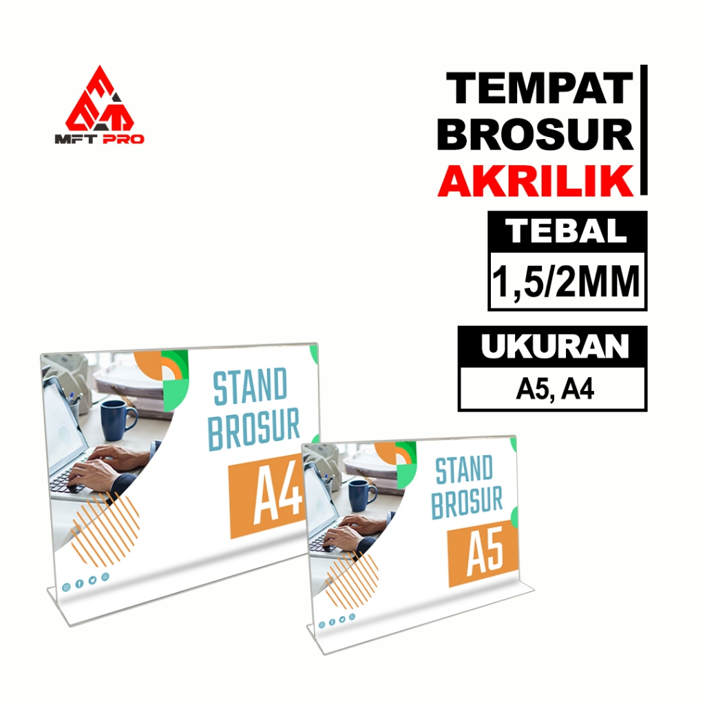 MFT Pro Acrylic Landscape Brochure Stand A4 A5 Type T - ที่วางโบรชัวร์อะคริลิค - Shop Flyer Holder