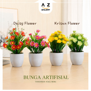 Tanaman Bunga Plastik Hias Pot Bunga Krisan Daisy Dekorasi Artificial Flower Pajangan PBP23-24