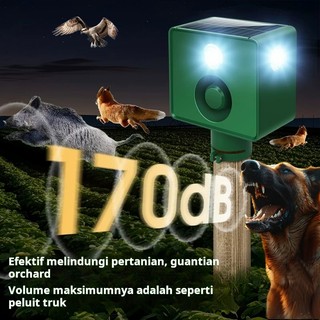 Pengusir Babi Hutan, Rubah, Burung dengan Suara 170dB + Lampu LED Solar Anti Air