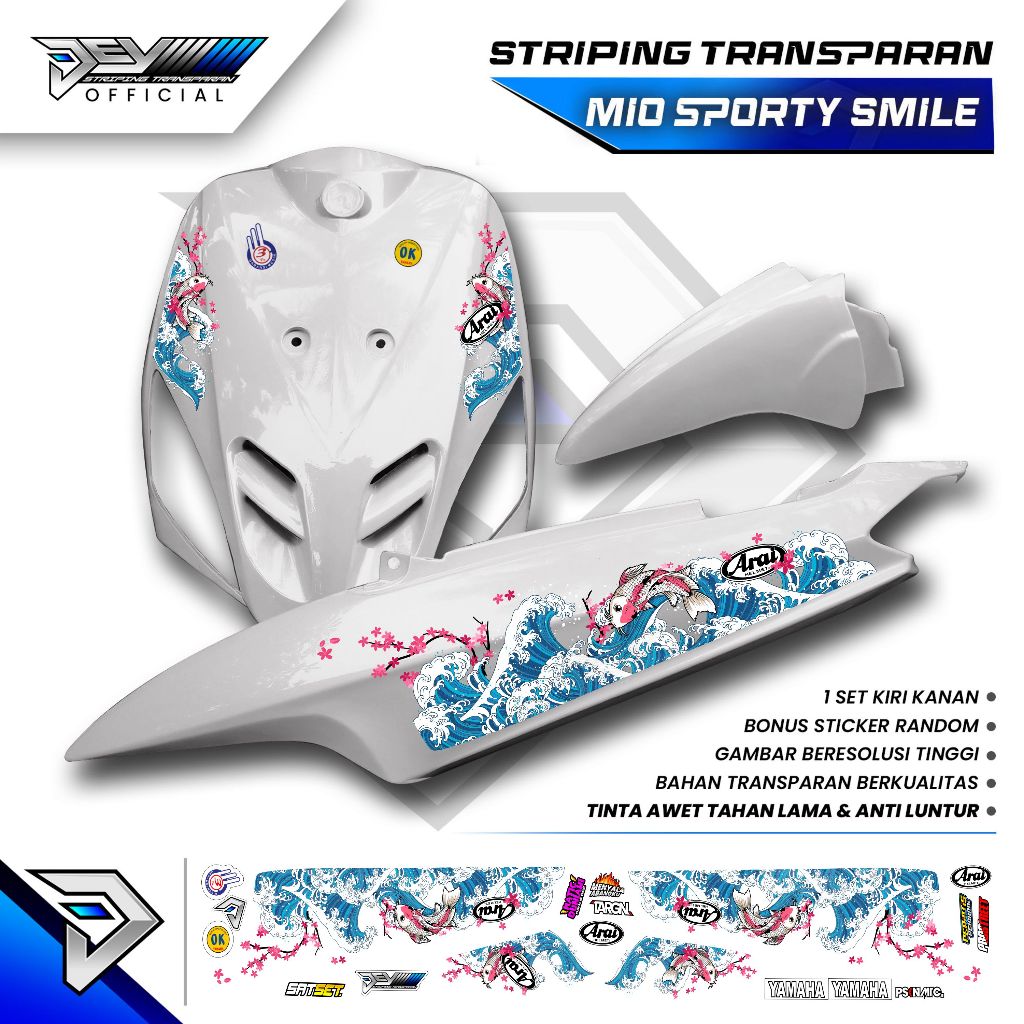 แถบฉีกขาดสําหรับ MIO SPORTY และ MIO SMILE | KOI ARAI MOTIF | คุณภาพระดับพรีเมียม | พิมพ์ลายยูวี