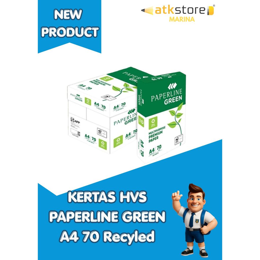 PAPERLINE GREEN A4 70 RECYCLED HVS PAPER 1 RIM