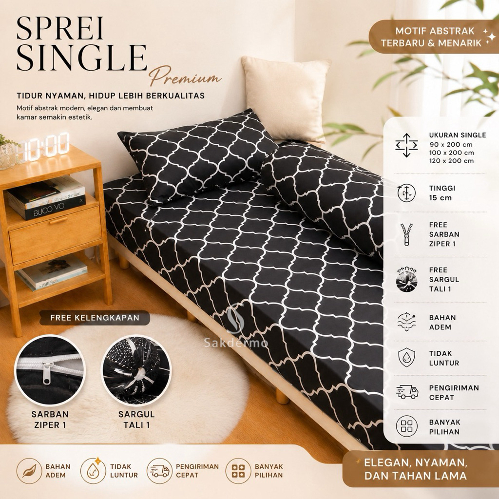 ใหม่ล่าสุด AESTTHETIC MOTIF SINGLE SET / SINGLE SET BED SHEET UK 90/100/120 / AESTHETIC SINGLE SIZE 