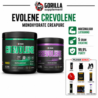 EVOLENE Crevolene 300 Gram Creatine Monohydrate Suplemen Penambah Masa otot BPOM & HALAL