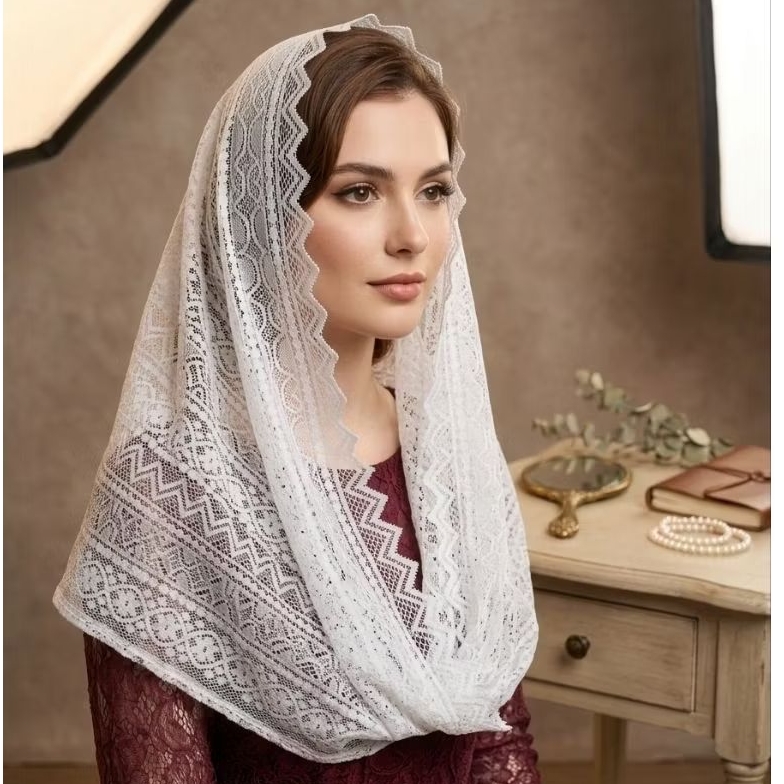 ETHNIC BROCCADE VEIL / INSTANT LACE PASHMINA / MANTA LACE HIJAB, BROCADE SCARVES / EID HIJAB VEIL