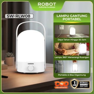 SAMONO Lampu Emergency LED Lampu Tidur Darurat Portable Serbaguna Penerangan 360 Derajat Tahan Lama 50 Jam Baterai Lithium 1200mAh Putih Voltage DC5V Lampu Meja Belajar Lampu Gantung Multifungsi Tingkat Cahaya Bisa Diatur High Quality Light SW-RLW08