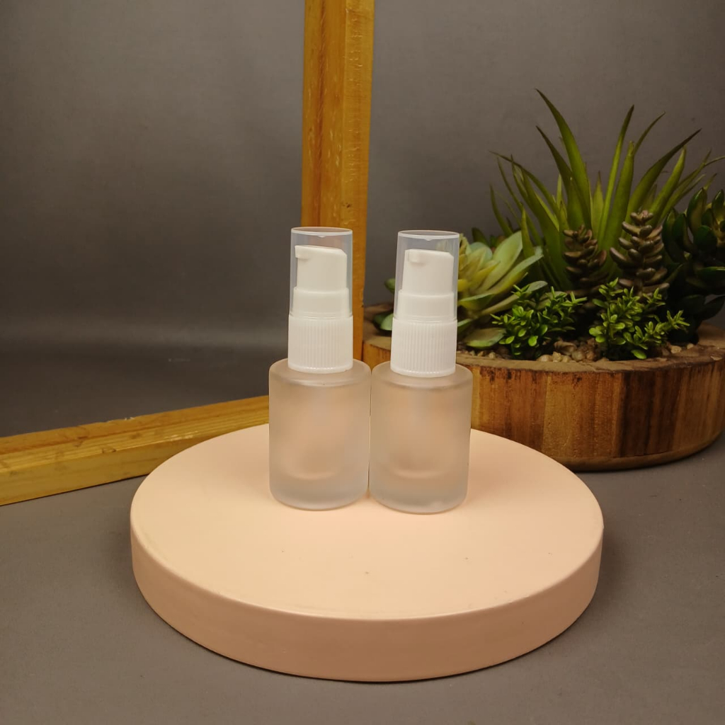 18 เซรั่ม 15 ML Frosted Glass ขวดรักษาปั๊มไหล่แบน / ขวดเซรั่ม 15 ML / ขวดดูแลผิว 15 ML - ฝาปั๊มรักษา