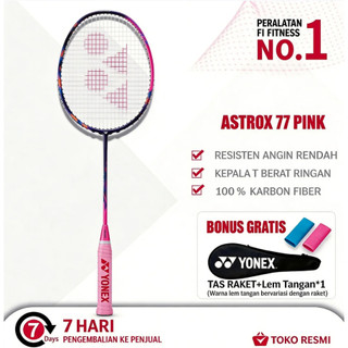 AeroRacket  Raket Badminton YY Astrox 77 Pro PINK 24-28 Lbs  Balance Siap Pakai Bonus Tas Dan Grip