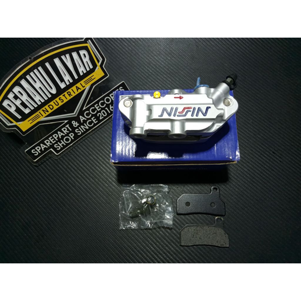 Nissin Silver Monoblock Caliper 4piston 4P Universal Nissin Monoblock Caliper Silver Double Lining