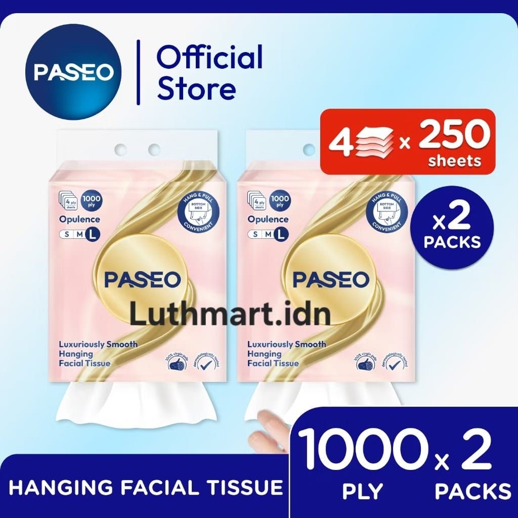[ 2 ชิ้น ] PASEO HANGING TISSUE LUXURIOUSLY SMOOTH 1000 PLY 4 PLY