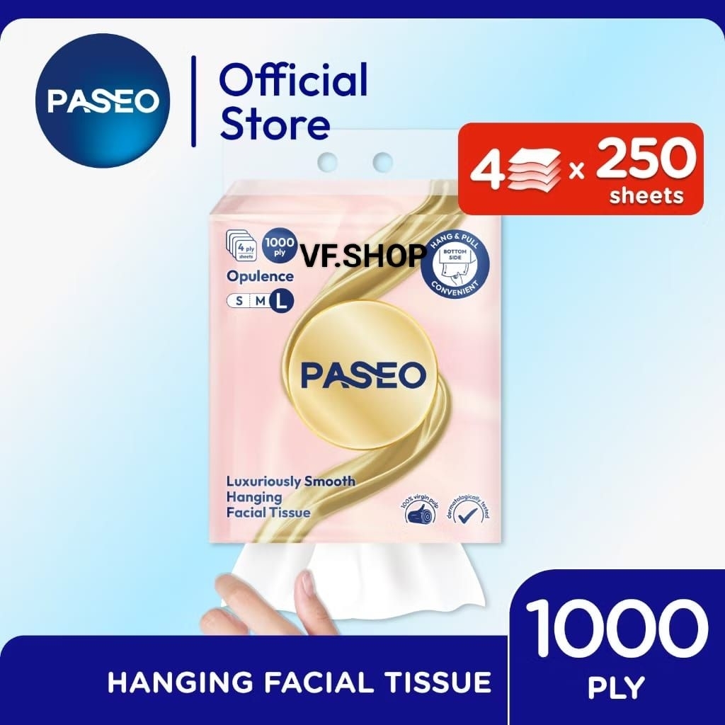 [ 1 ชิ้น ] PASEO OPULENCE SMOOTH HANGING TISSUE 1000 PLY 4 PLY