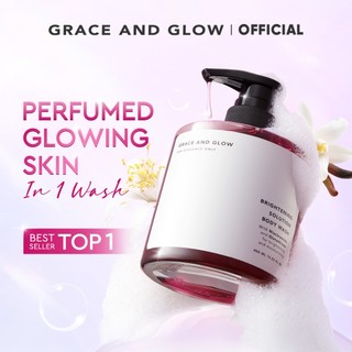 Grace and Glow Brightening Body Wash | Sabun Mandi Cair Mencerahkan Kulit dan Melembabkan Kulit with Niacinamide dan Glutathione dengan Wangi Parfum Mewah | Body Soap Shower Gel Wangi Kemasan Botol dan Refill Pouch Isi Ulang [BPOM]