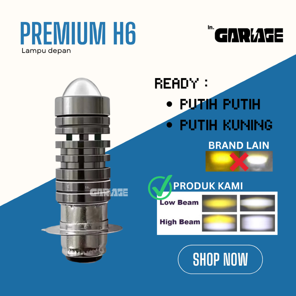 [H6 PREMIUM] LED LASER ไฟหน้ารถจักรยานยนต์ AC DC Hi Lo 2 สี H6 D2A สกู๊ตเตอร์อัตโนมัติ