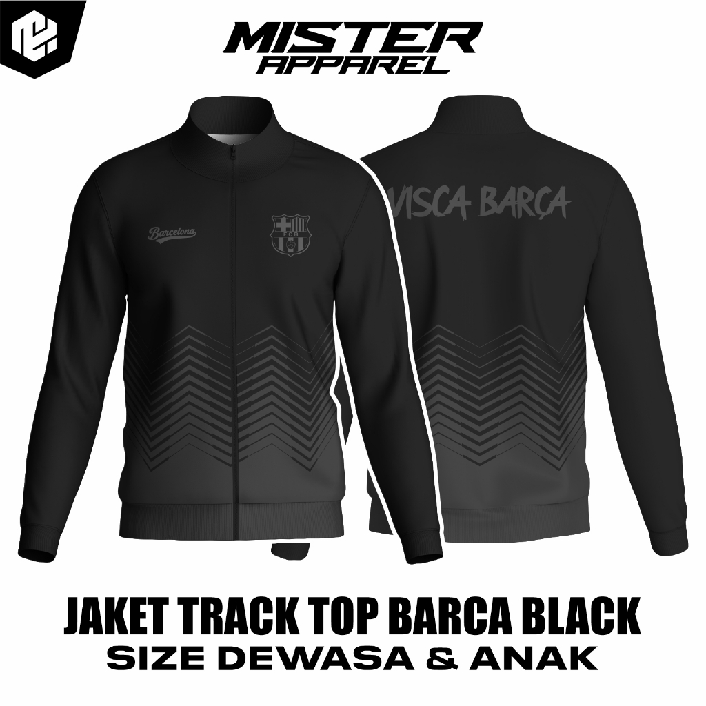 BLACK BARCA TRACK TOP FULL PRINTING FOOTBALL CLUB JACKET/สีดํา Barca Track Top Jacket พิมพ์เต็ม Lott