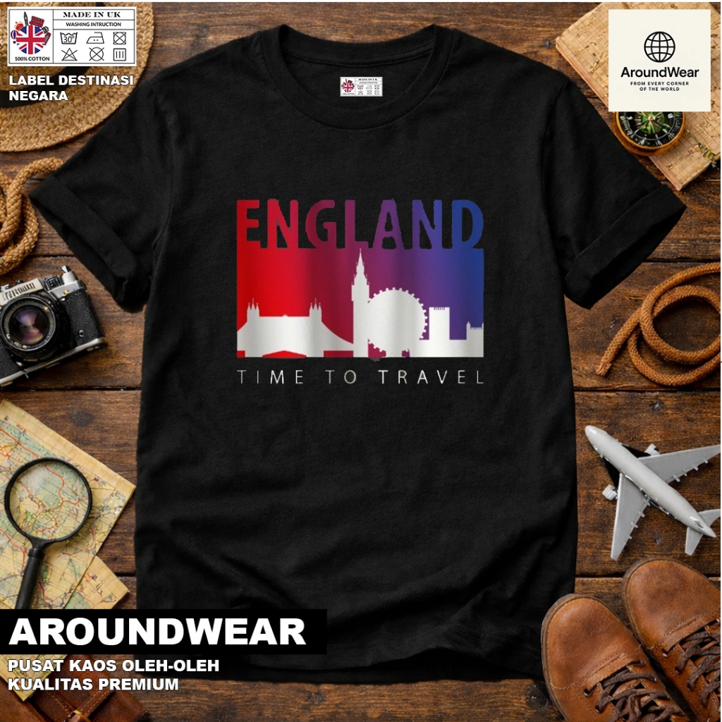 เสื้อยืด ENGLAND LONDON SOUVENIR พร้อมแท็กแขวนระดับพรีเมียมผลิตในของขวัญ SOUVENIR