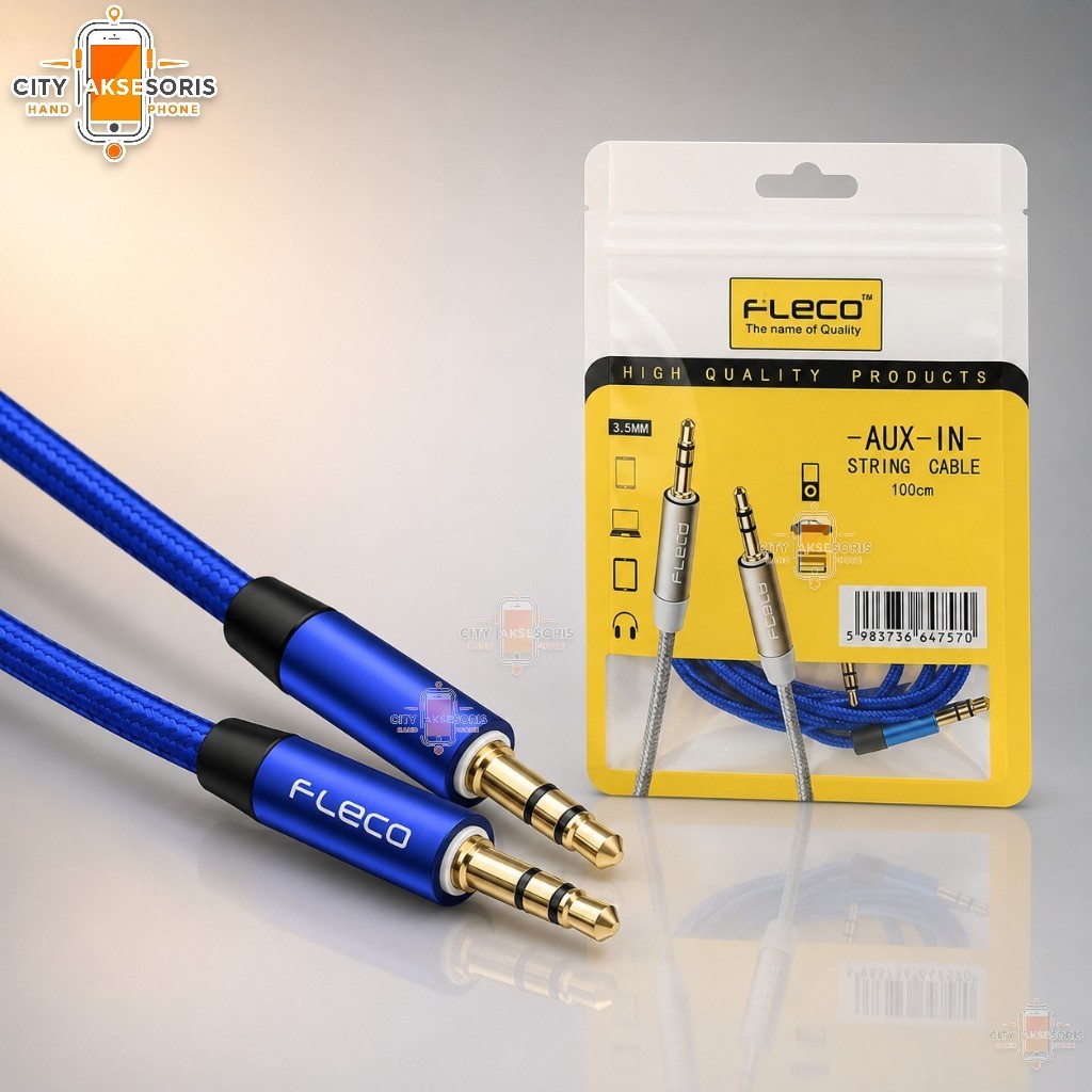 AUX FLECO F-440 - สาย AUX Fleco F440 สายสัญญาณเสียงสายโลหะ แจ็คเสียงใส สเตอริโอ 3.5 มม.
