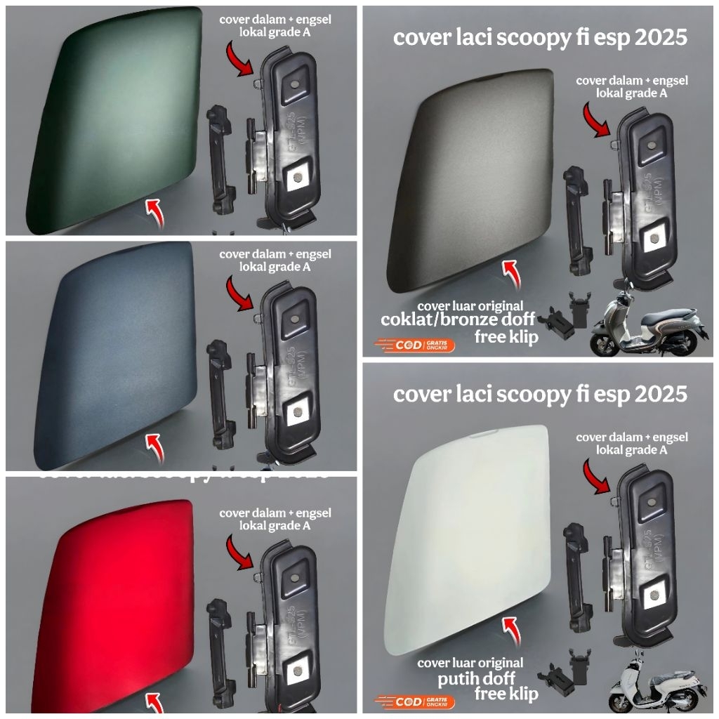 81142K2FNC00 ฝาครอบลิ้นชักด้านนอกและด้านใน 1 ชุดสําหรับ scoopy new prestige 2025 - Matte Black ฟรีสลักเกลียว 4 ตัว