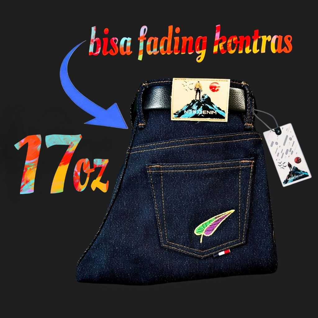 RAW DENIM SELVEDGE OBANAI IGURO 17 Oz สามารถ FADING